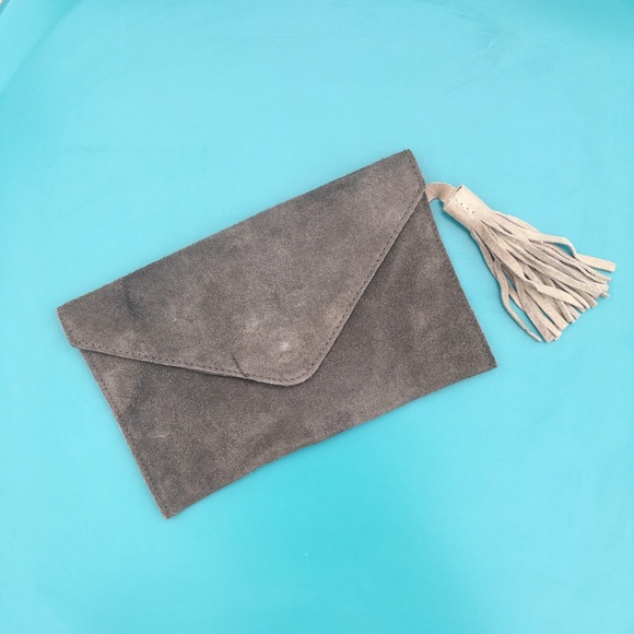 Vintage Handbags - 🍄BOGO Indian Suede Envelope Tassel Clutch